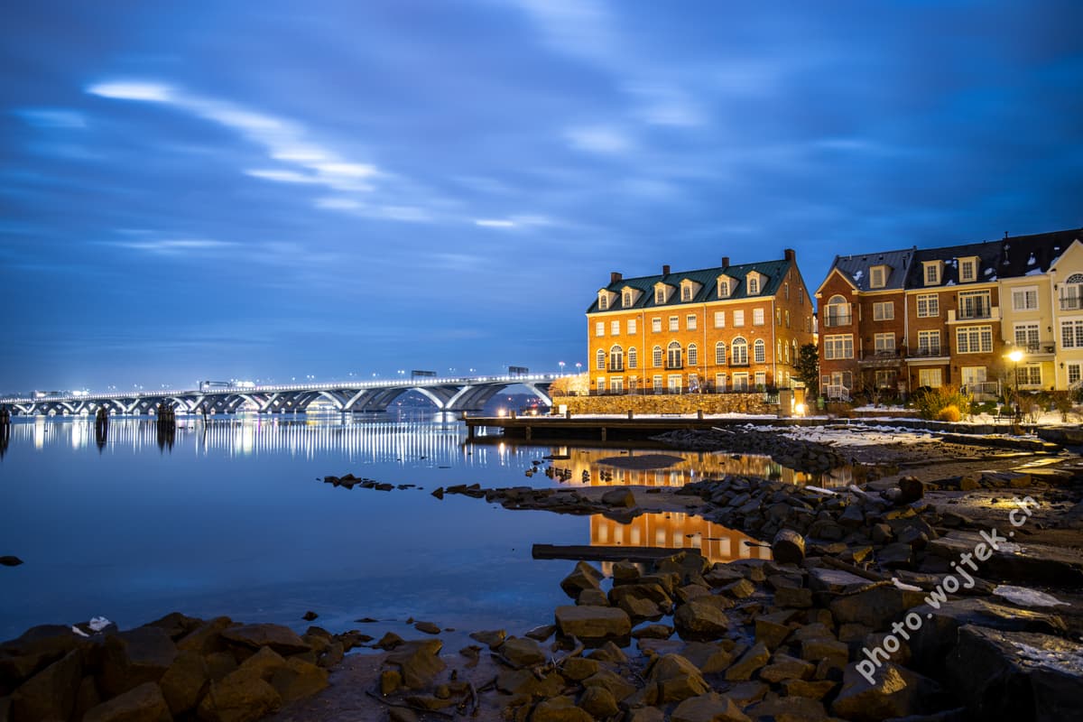 Potomac River Waterfront and Bridge Washington DC