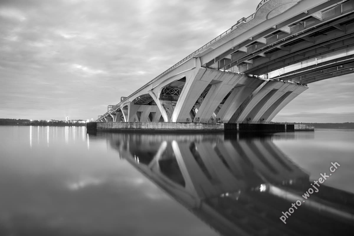 Bridge reflection over river Washington DC