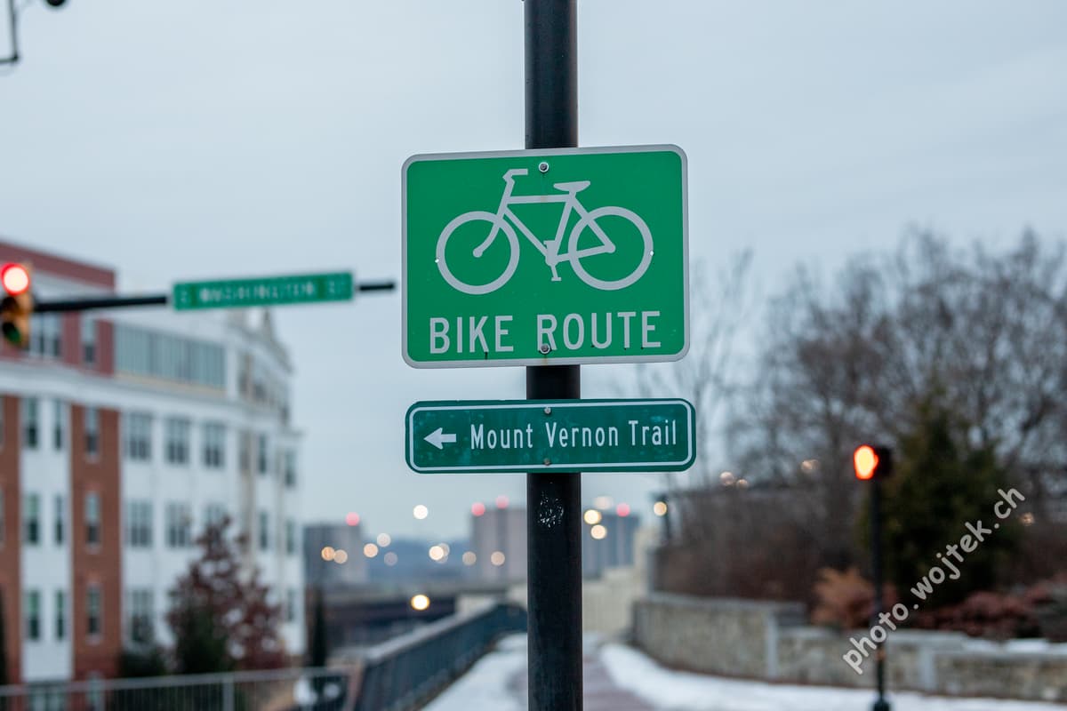 Bike Route Sign Mount Vernon Trail Washington DC