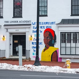 Mural of Woman on White Building Washington DC