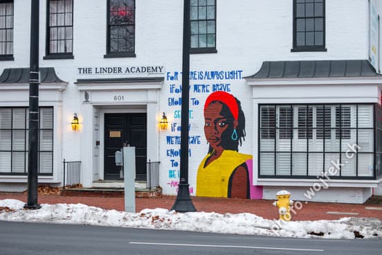 Mural of Woman on White Building Washington DC