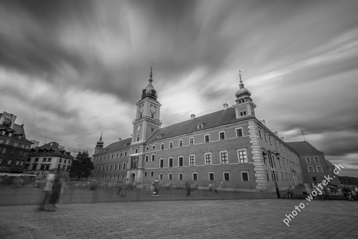 Royal Castle Warsaw Poland black and white