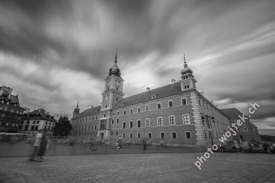 Royal Castle Warsaw Poland black and white