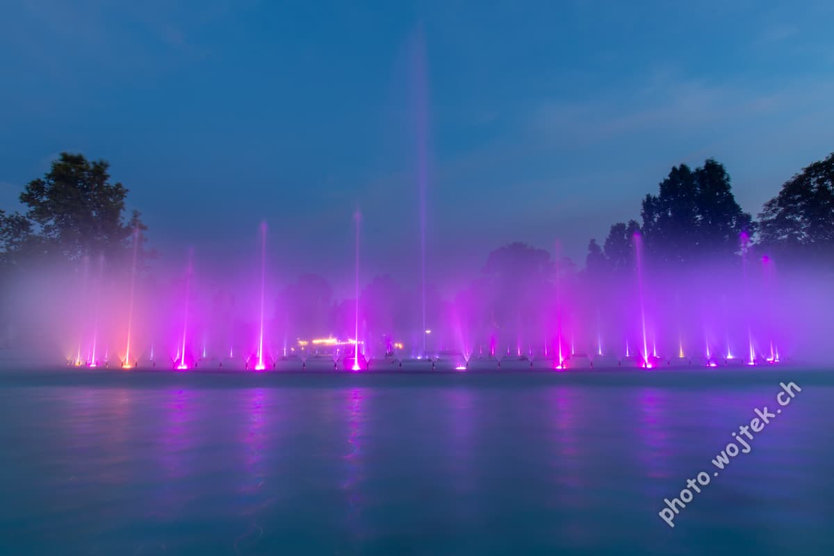 Illuminated Fountain Show Warsaw Poland