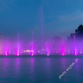 Illuminated Fountain Show Warsaw Poland