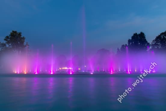 Illuminated Fountain Show Warsaw Poland
