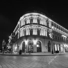 Illuminated historic building Warsaw Poland