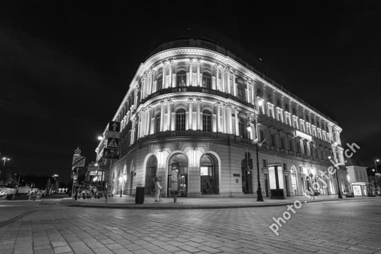 Illuminated historic building Warsaw Poland