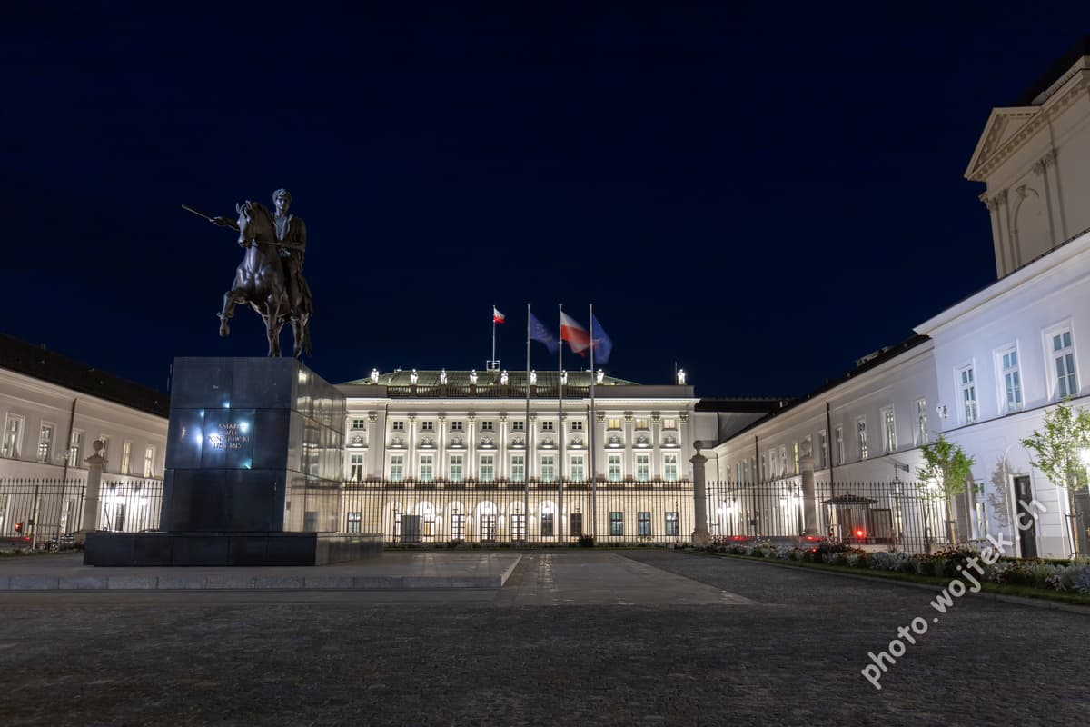 Equestrian Statue and Presidential Palace Warsaw Poland