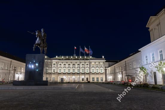 Equestrian Statue and Presidential Palace Warsaw Poland