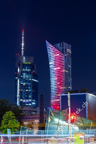 Warsaw Spire and Skyliner Towers at Night, Warsaw Poland