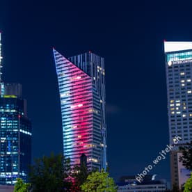 Warsaw skyscrapers at night Poland