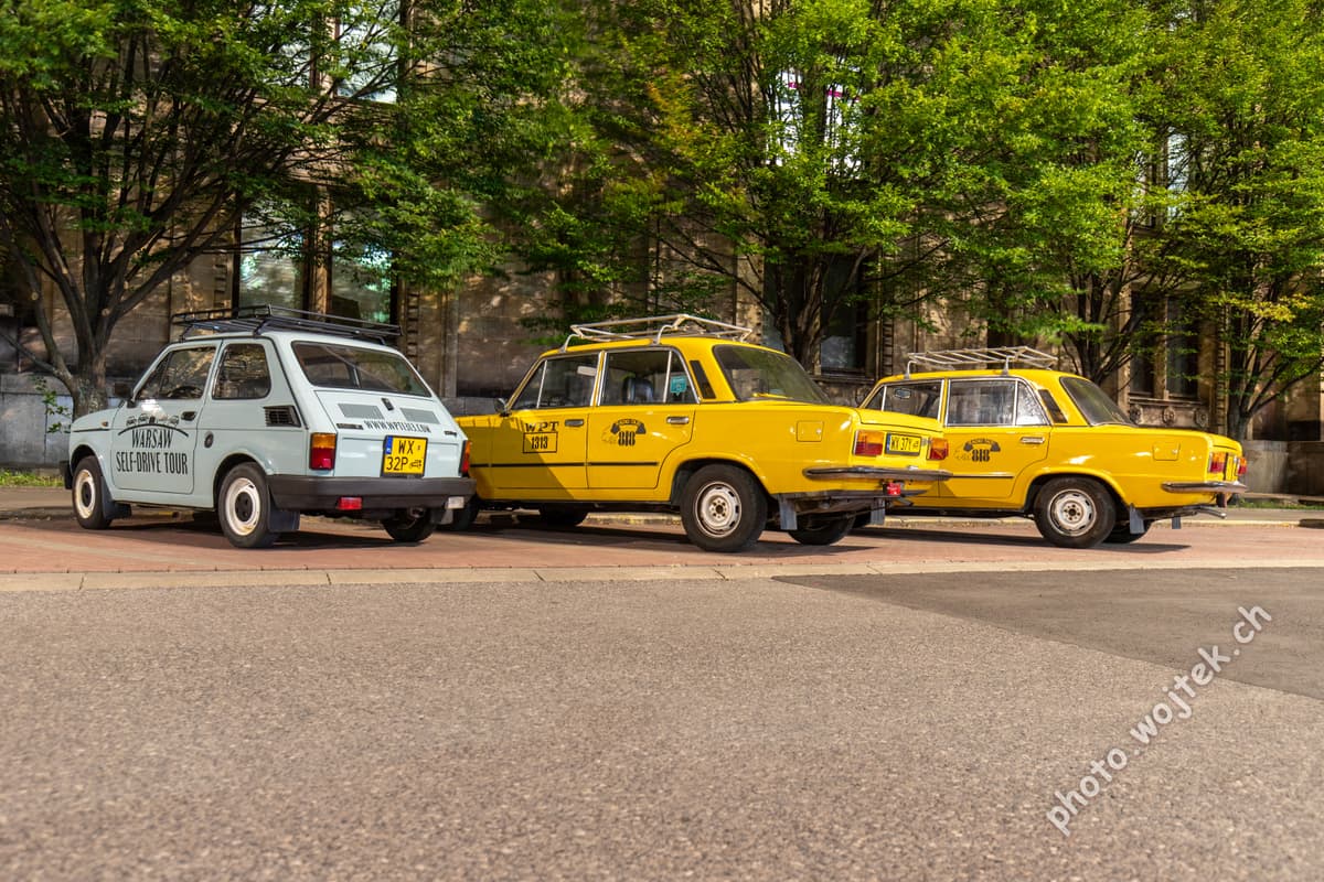 Vintage taxis and car Warsaw Poland