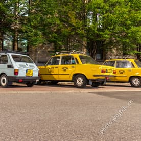 Vintage taxis and car Warsaw Poland