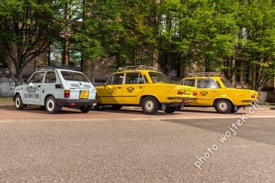 Vintage taxis and car Warsaw Poland