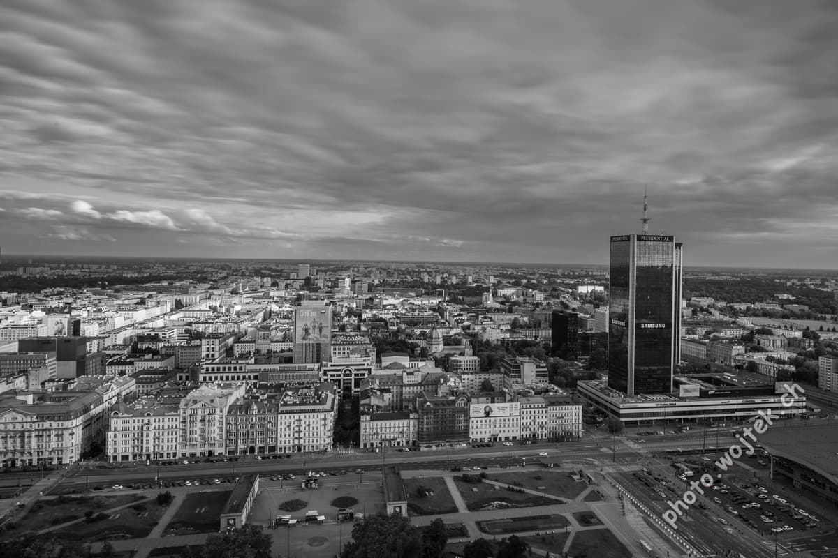 Warsaw cityscape with skyscraper Poland