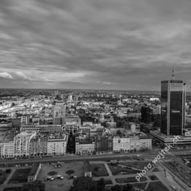 Warsaw cityscape with skyscraper Poland
