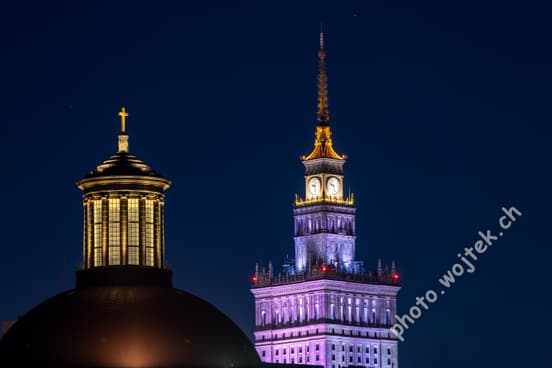 Palace of Culture and Science night Warsaw Poland