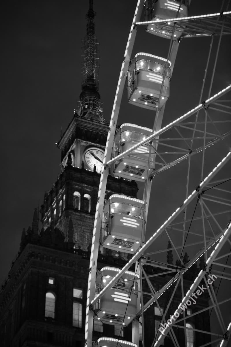Ferris Wheel and Palace of Culture Warsaw Poland