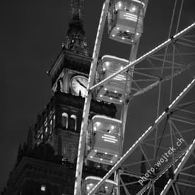 Ferris Wheel and Palace of Culture Warsaw Poland