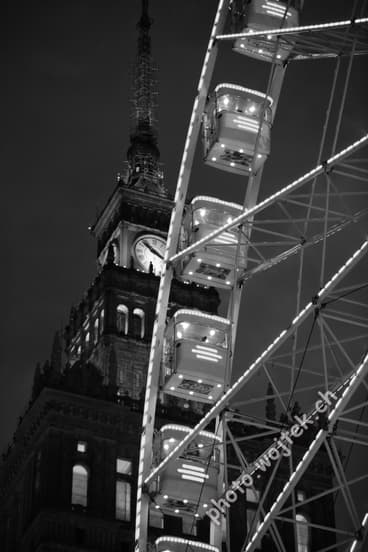 Ferris Wheel and Palace of Culture Warsaw Poland