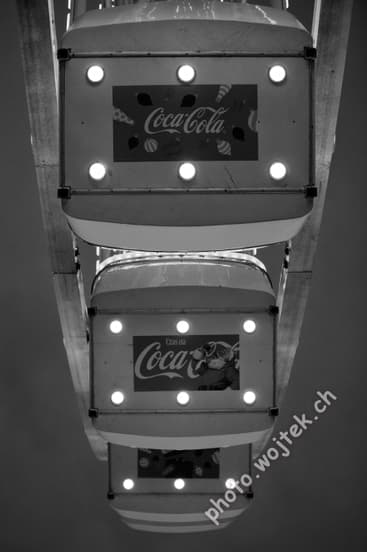 Ferris wheel cabins with Coca-Cola ads, Warsaw Poland