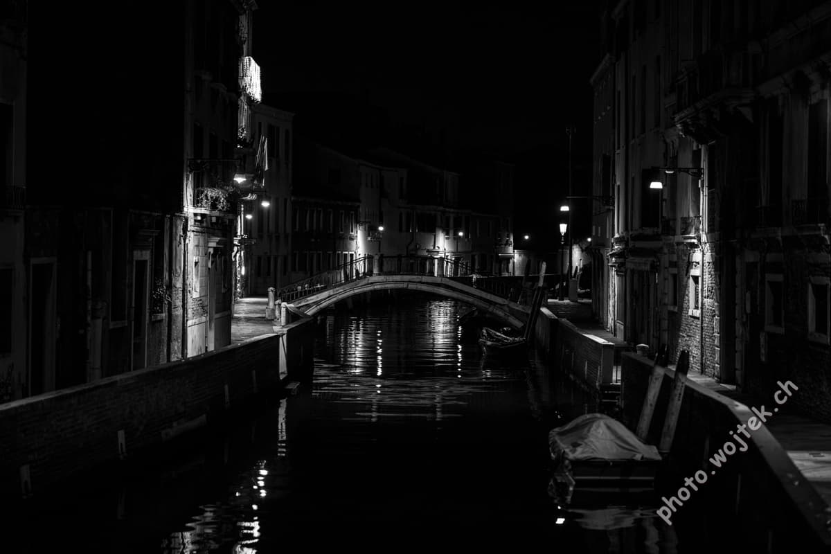 Venice Canal at Night Venice Italy