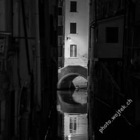 Venetian Canal and Bridge at Night, Venice Italy