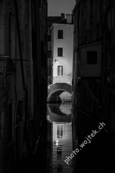 Venetian Canal and Bridge at Night, Venice Italy