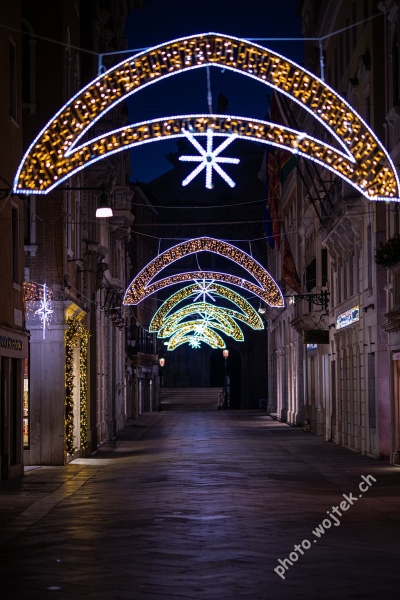 Christmas street lights Venice Italy