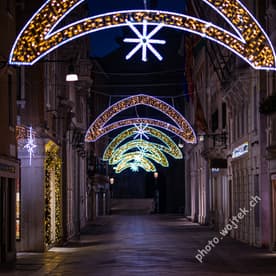 Christmas street lights Venice Italy