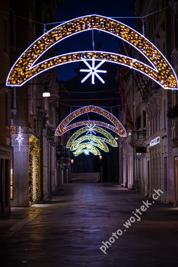 Christmas street lights Venice Italy