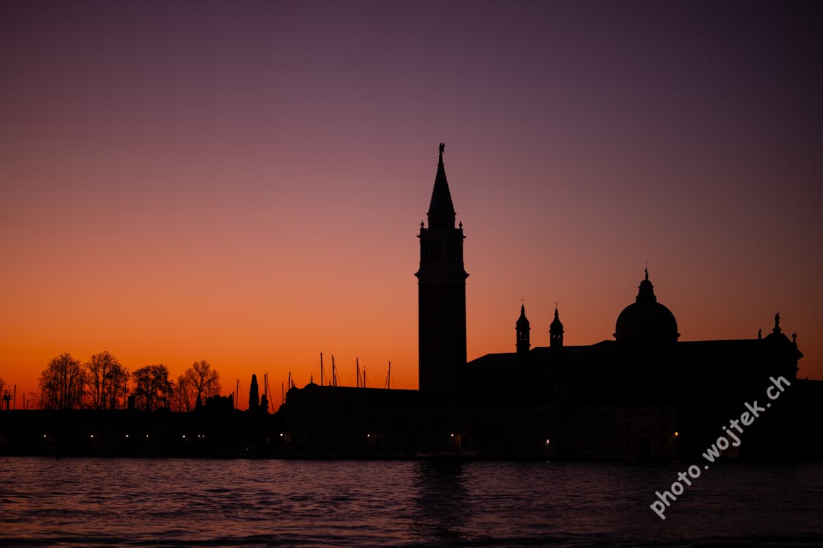 San Giorgio Maggiore silhouette at sunset, Venice