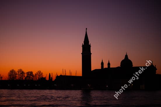 San Giorgio Maggiore silhouette at sunset, Venice