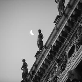 Statues on Historic Building Roof Venice Italy