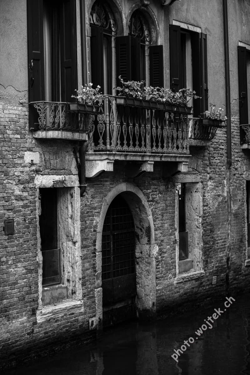 Venetian Balcony Over Canal Venice Italy