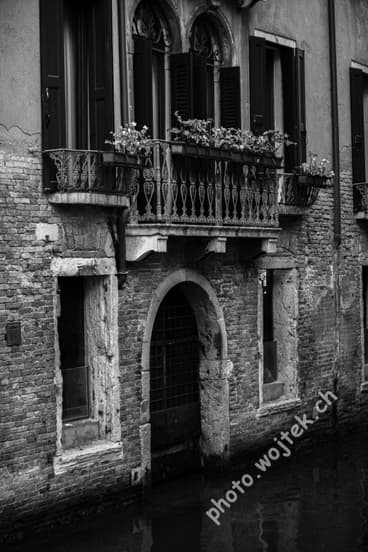 Venetian Balcony Over Canal Venice Italy