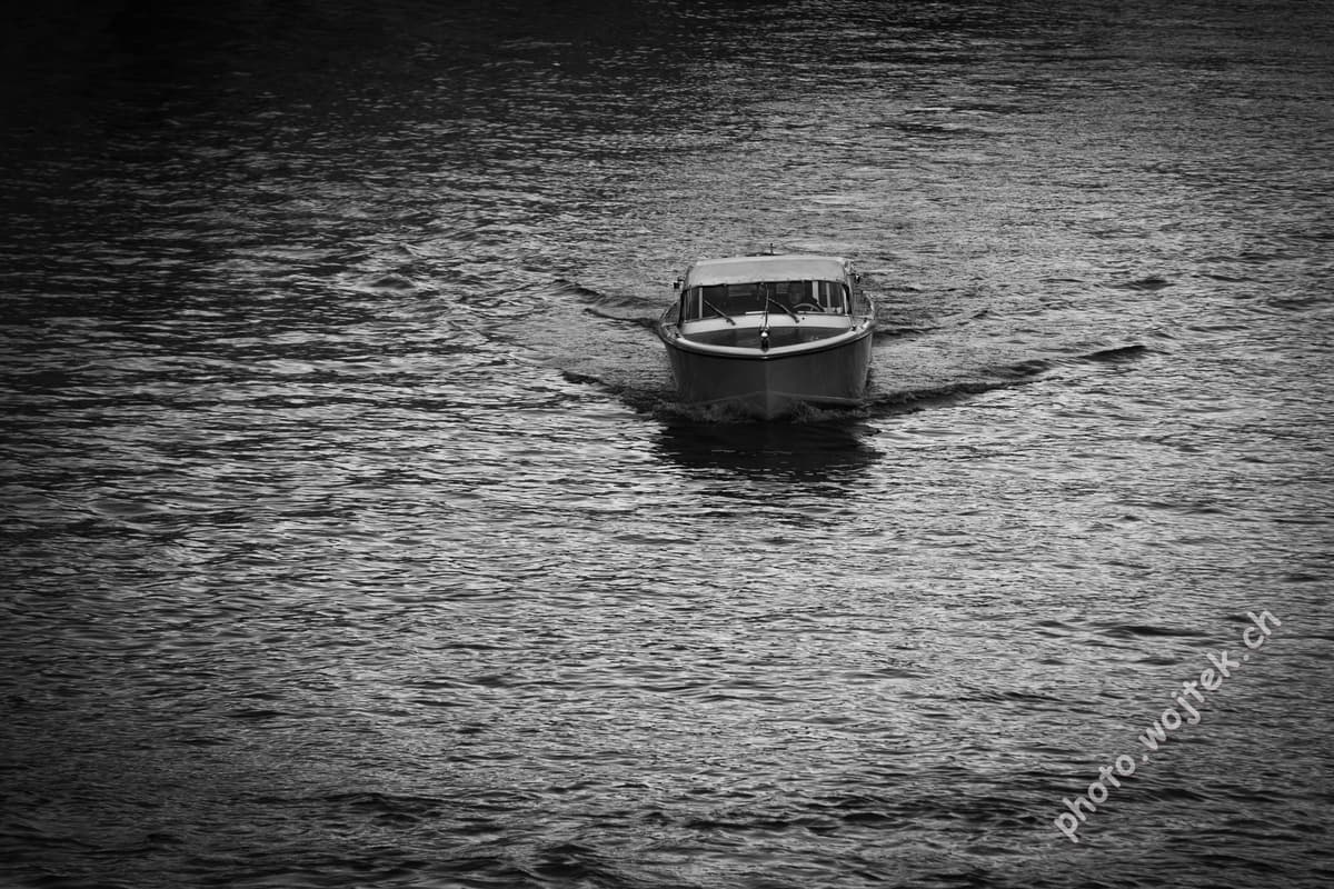 Water taxi on canal, Venice Italy