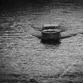 Water taxi on canal, Venice Italy