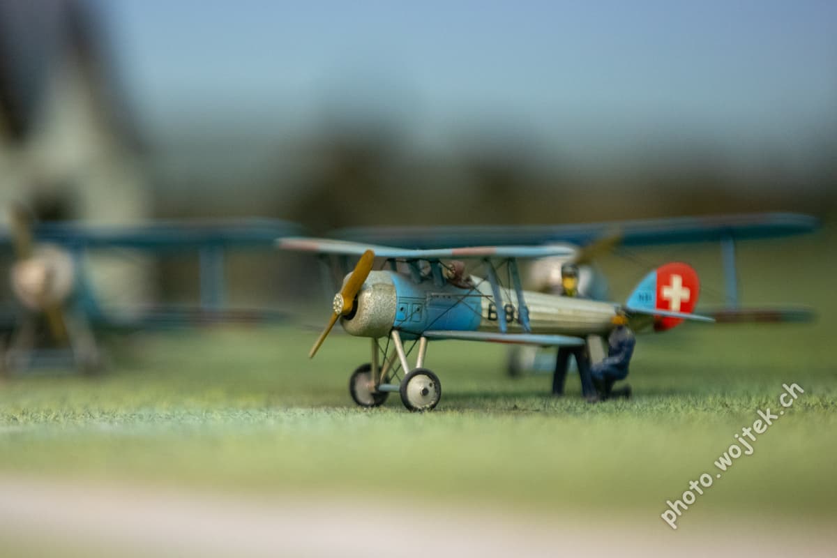 Model Biplane with Swiss Flag Swiss Museum of Transport Luzern