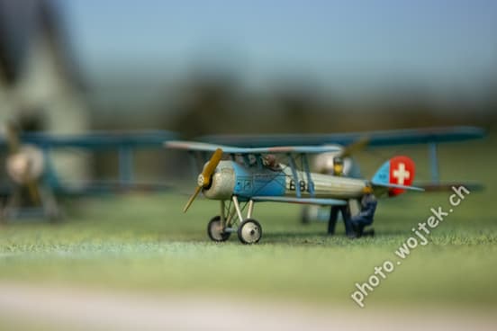 Model Biplane with Swiss Flag Swiss Museum of Transport Luzern