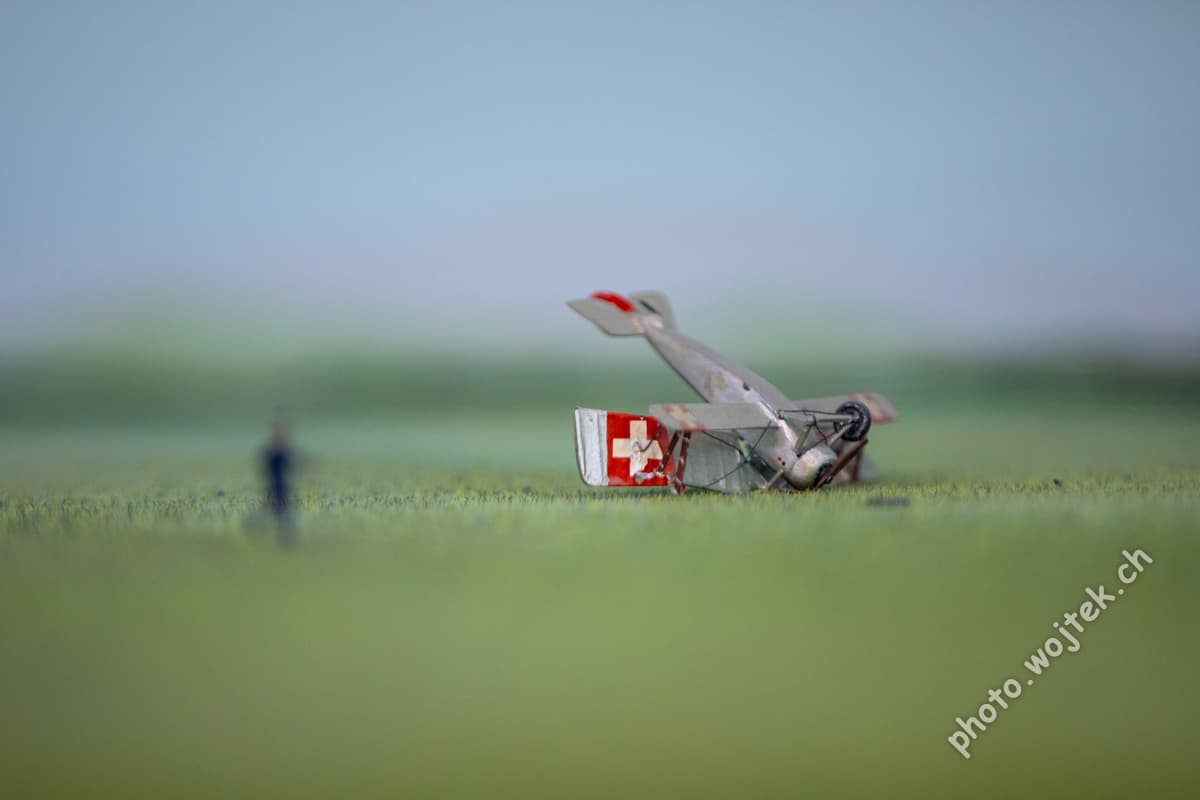 Model vintage airplane crash Swiss Museum of Transport Luzern