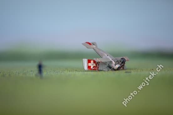 Model vintage airplane crash Swiss Museum of Transport Luzern