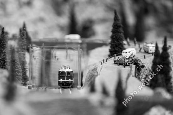Model train and accident scene Swiss Museum Luzern