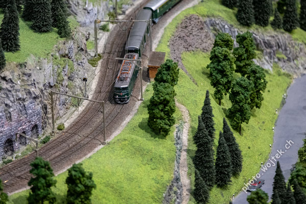 Model Train on Mountain Track Swiss Museum Luzern