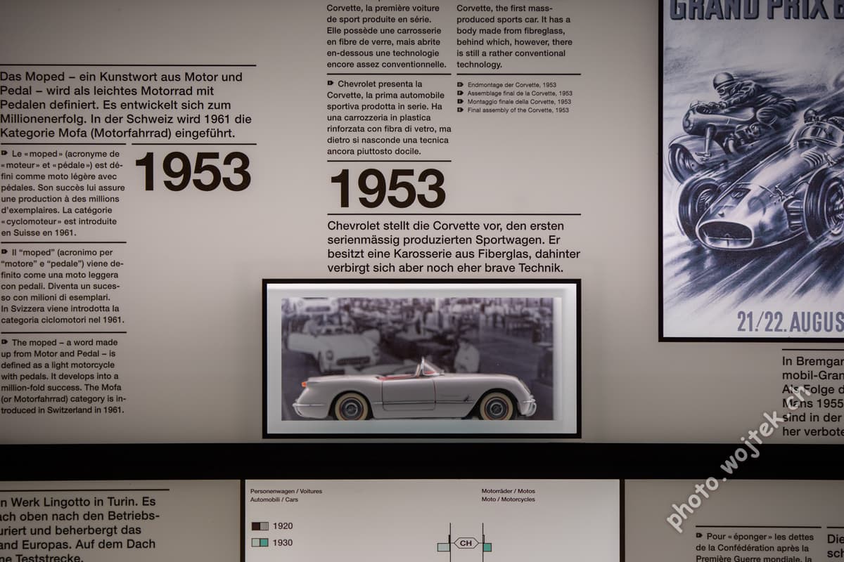 1953 Chevrolet Corvette exhibit Swiss Museum Luzern