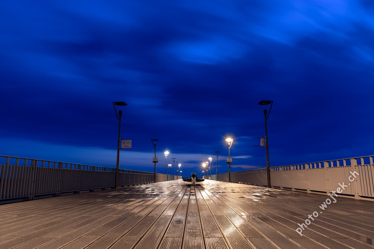 Wooden Pier at Night Kolobrzeg Poland