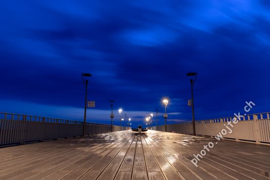 Wooden Pier at Night Kolobrzeg Poland