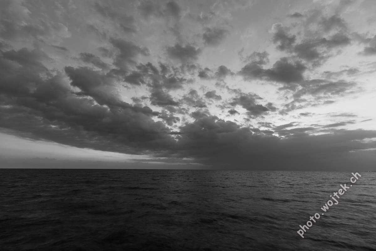 Cloudy sky over Baltic Sea Kolobrzeg Poland