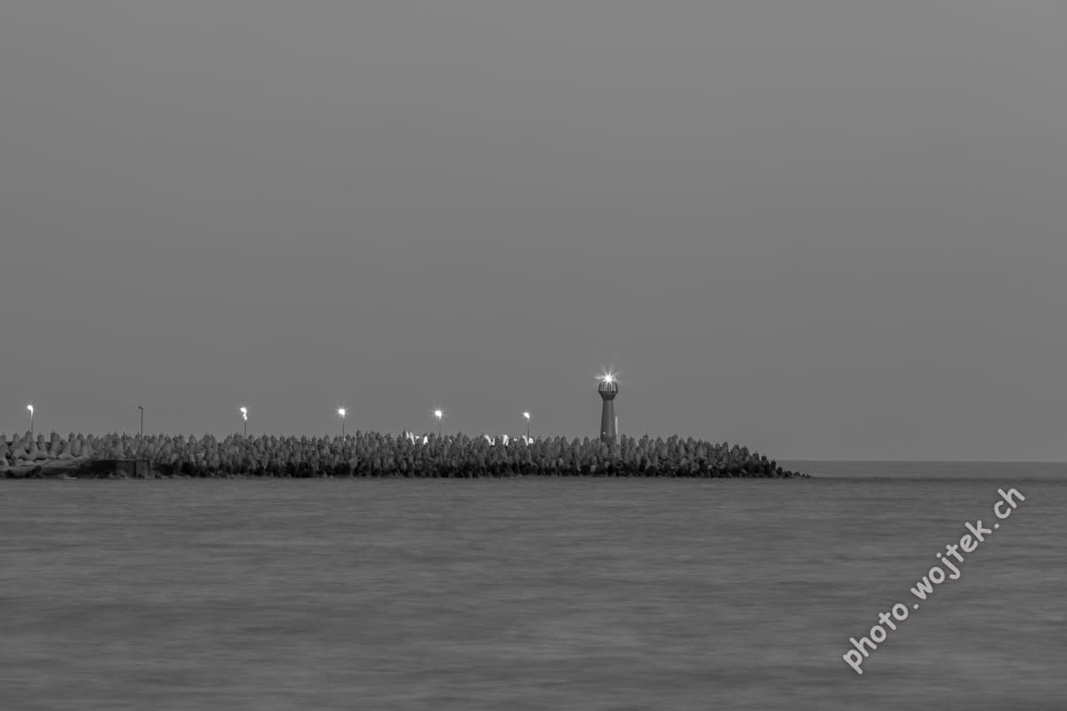 Lighthouse and Breakwater at Dusk, Kolobrzeg Poland